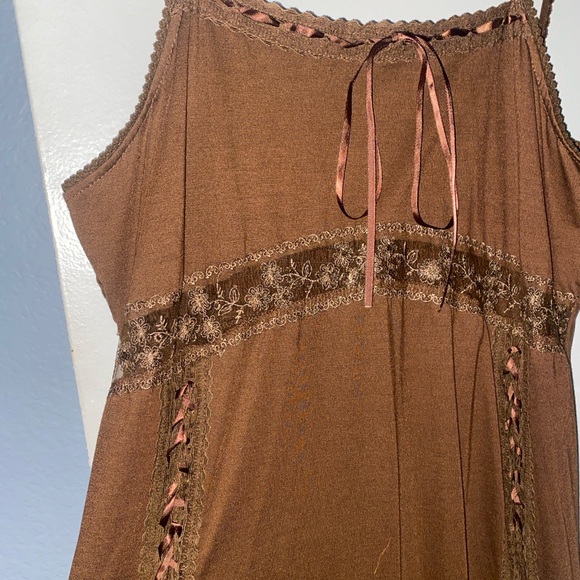 Fairycore Brown Lace Dress - Picture 1 of 13